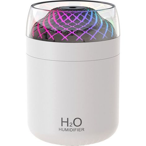 Humidificateur de Tasse en Verre Lumière Colorée Décoration de Table de Chevet Veilleuse USB Grand Humidificateur à Brume Blanc (1/5)