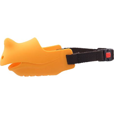 Muselière Pour Chien En Silicone - Forme Rhinocéros Respirante - Contrôle Aboiement Et Morsure - Circonférence 18-20cm - Jaune XL (1/5)