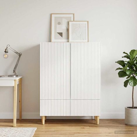 vidaXL Buffet Blanc brillant 66 x 34,5 x 95 cm Bois d'ingénierie (1/5)