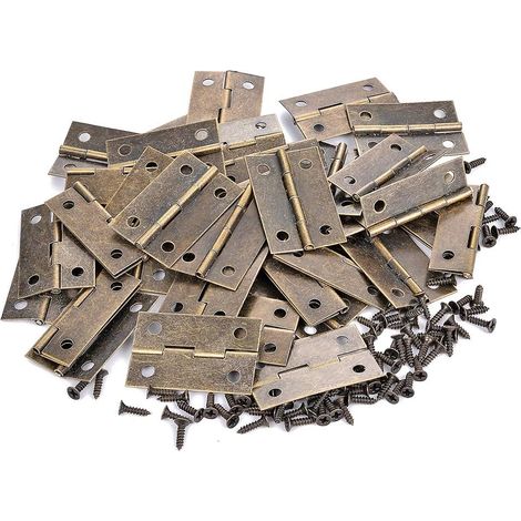 50 mini charnières en bronze, charnières à monter soi-même pour boîtes cadeaux, adaptées aux boîtes à bijoux en bois, aux objets d'artisanat et aux écrins à bijoux. (1/5)