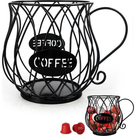 Panier à capsules de café, panier de rangement en métal pour capsules de café, panier pour fruits et tasses à café, pour ranger fruits et café (1/5)