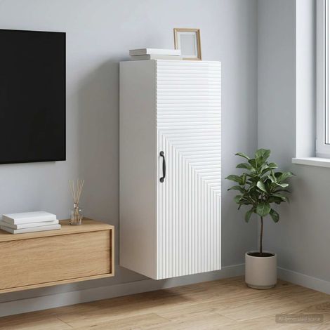 vidaXL Mobiletto a muro Bianco Lucido 33 x 34,5 x 90 cm (1/5)