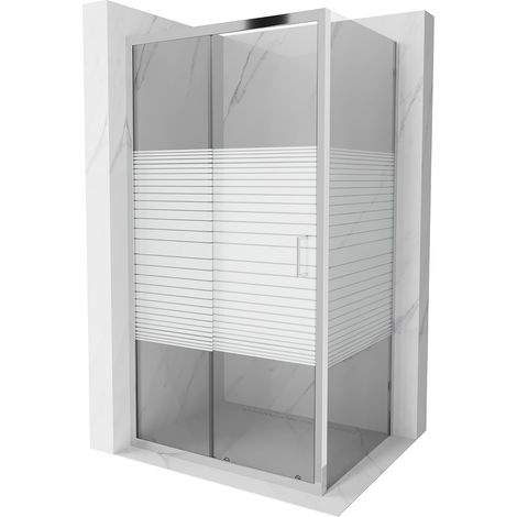 Mexen Apia ausziehbare Duschabtrennung 95 x 80 cm, Gestreift, Chrom - 840-095-080-01-20