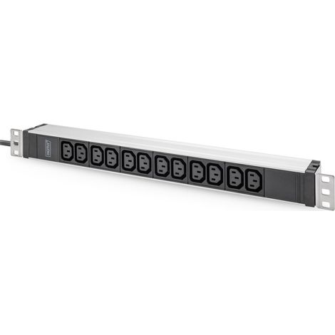 DIGITUS Ciabatta elettrica da 19" - 12 prese C13-1U - 250VAC - 50/60Hz - 10A - Con interruttore di protezione di linea