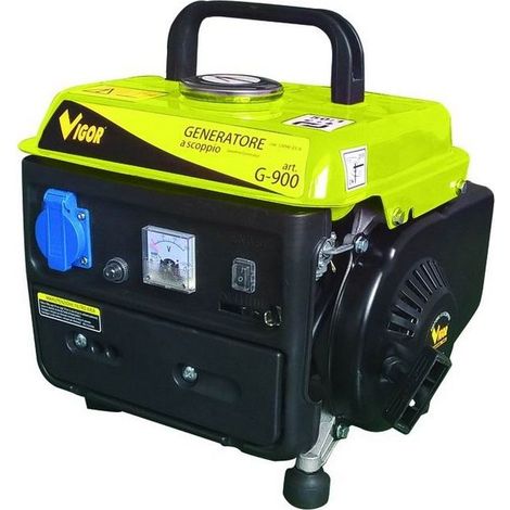 Vigor G-900 2T Generatore di Corrente Motore 2 Tempi 650W 900 VA Avvolgimento Alluminio 4L colore Nero