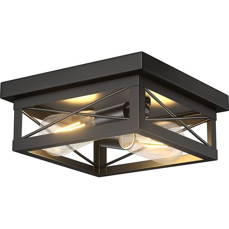 Deckenleuchte im Landhausstil, industrielle Metalllampe, schwarz (1/5)