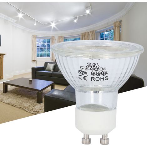 Ampoule LED GU10, spot COB 5W, ampoule spot à intensité variable, décoration intérieure, chambre, salle à manger, salon, centre commercial, vitrine, hall d'exposition, éclairage d'ambiance, lumière bl (1/5)