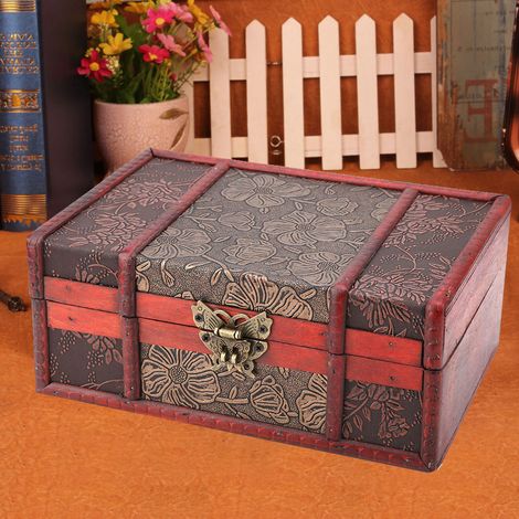 Boîte à Bijoux Vintage en Bois avec Compartiments, Écrin à Livres Miniature, Coffret de Rangement Décoratif (1/5)