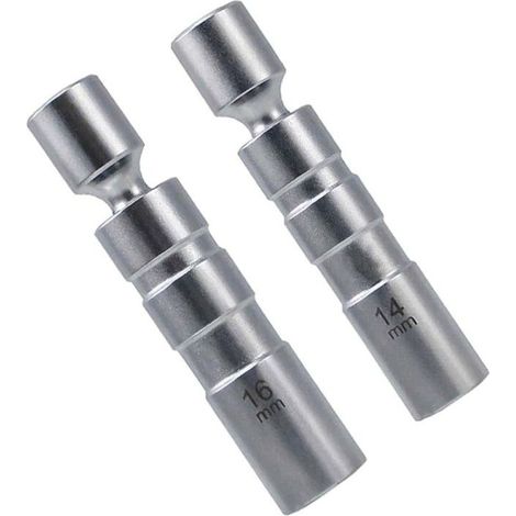 Douille bougie 14mm / clé à bougie 16mm, 2 pièces de clé à bougie, outil spécial pour automobiles, douille à bougie pivotante à paroi mince 12 pans 3/8 pouces CR-V – (1/5)
