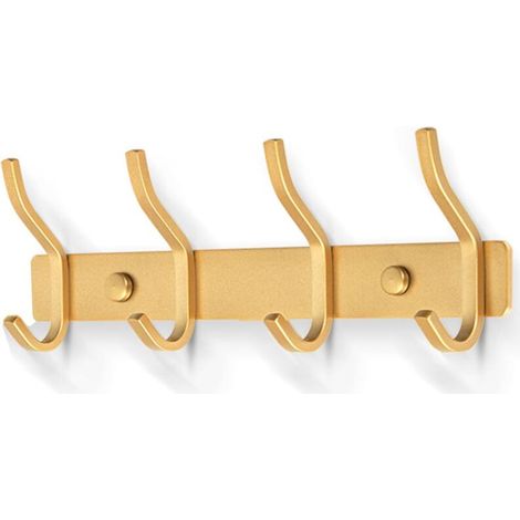 Porte Manteau Mural de 4 Crochets, Patères Porte Manteaux Crochet Mural pour Serviettes en Acier Inoxydable (Doré, 4 Crochets) (1/4)