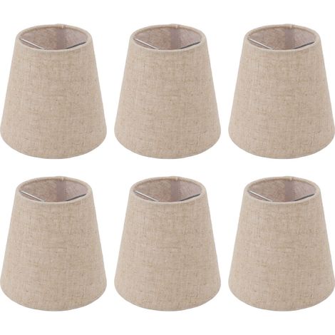 Lot de 6 petits abat-jour à pince en lin pour ampoules à bougie, accessoires d'éclairage (1/5)