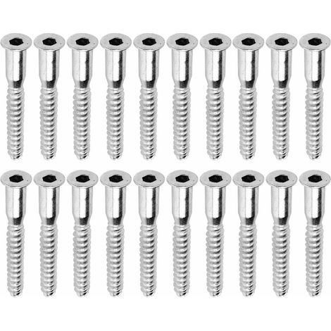 – Lot de 20 vis auto-tourillonnantes 7mm – Tête fraisée hexagonale creux SW4 – Longueur 38mm pour aggloméré – Acier zingué (1/2)