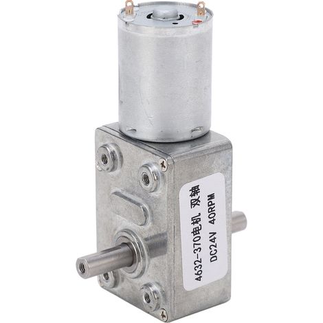 Gleichstrom-Getriebemotor, Doppelwelle, Drehrichtung einstellbar, quadratische Turbine, Schneckengetriebe, Drehzahlreduzierung, 24 V DC, 40 U/min (1/5)