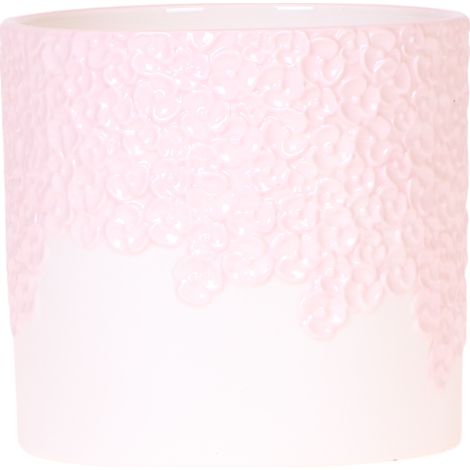 Cache-pot Décoratif Rose avec Motif Floral en Relief - Pot de Fleurs Intérieur - Ø12 cm - PANGIVO (1/5)