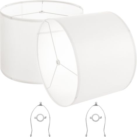 VEVOR Lampenschirm Trommel 40 x 40 x 30 cm (oben x unter x hoch), 2 Stk. große Ersatzschirme aus Leinen + PVC, Lampenschirm mit Harfe für Tischlampen Stehlampen Pendelleuchten (Cremeweißes Leinen) (1/5)