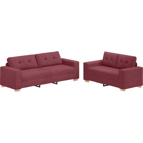 vidaXL Set di divani 2 pcs Rosso Vino Tessuto (1/5)