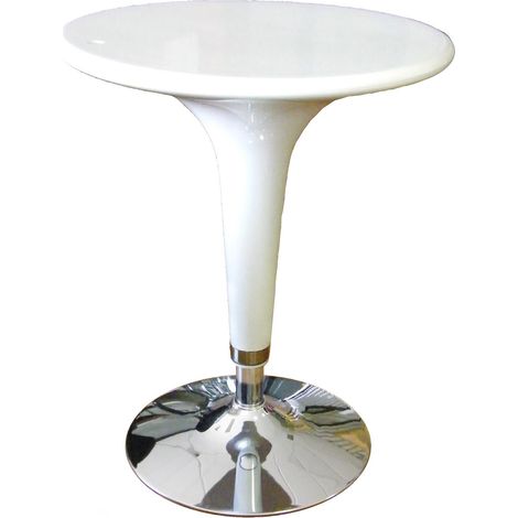 Tavolo Tondo Ø 60 cm Bianco con Alzo a Gas - Tavolino Regolabile in Altezza per Bar e Locali