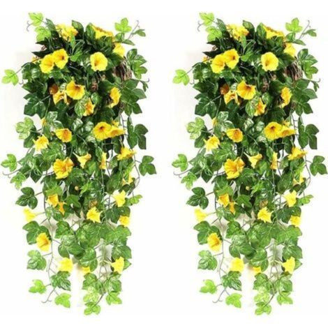 Guirlande de fleurs artificielles suspendue pour extérieur et intérieur – Idéale pour décoration de mariage, jardin, mur ou balcon – Plantes artificielles réalistes avec finition élégante (1/4)