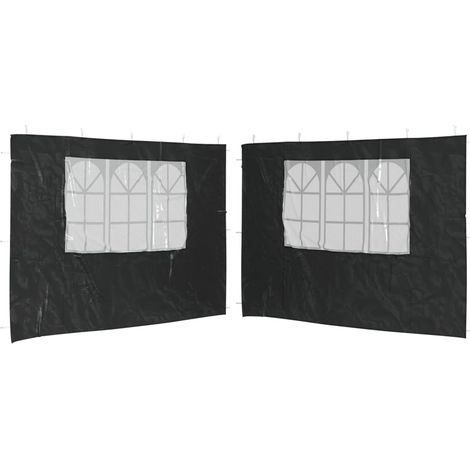Pared lateral de carpa de fiesta con ventana 2 uds PE antracita vidaXL