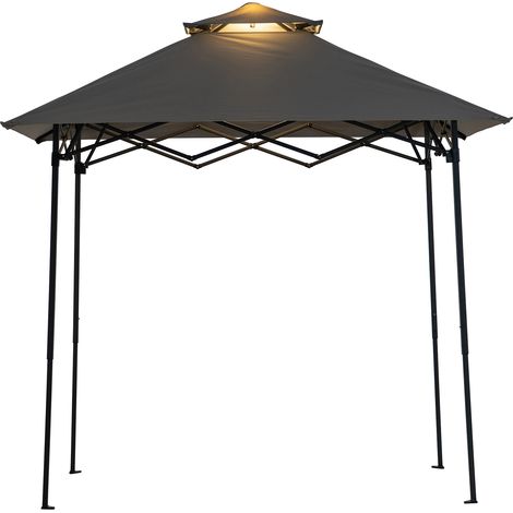 Gazebo portatile e regolabile in acciaio CINTO LED - 160cm x 250cm, grigio