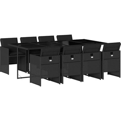 Maison Exclusive - Set de comedor de jardín 9 pzas y cojines ratá (1/5)