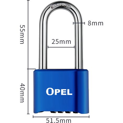 Cadenas Code 4 Chiffres, TONCHEAN 52mm Cadenas Extérieur Etanche, Robuste et Antivol, 8mm Loquet Cadenas à CombinaisonBleu, faisceau long-50mm (1/5)