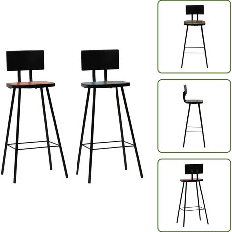 Tabourets de bar lot de 2 bois massif de récupération - Chaises De Bar - Tabourets De Bar - Meubles Industriels - Mobilier Vintage - Chaises Design (1/5)