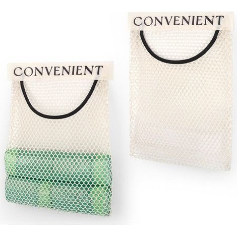 Hanging Shelf, 2 Pieces Self Adhesive Hanging Storage Organizer, Breathable Over-the-Door Storage Mesh Bag, for Bathroom, Kitchen, Bedroom (White) (1/5)