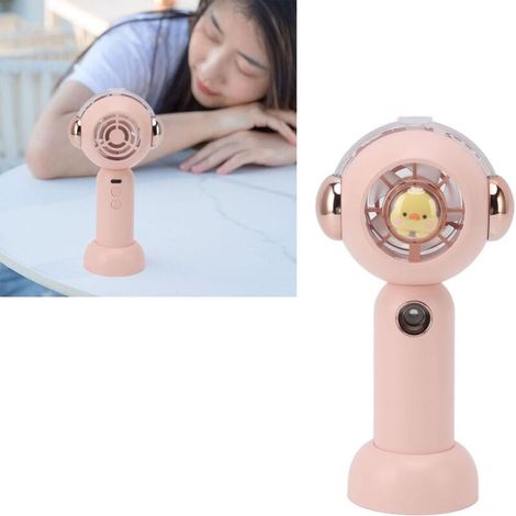 Filiyano-Ventilateur portable avec fonction brumisateur, rechargeable par USB, ventilateur de poche compact, 500 mAh, rose, motif animal mignon. (1/5)