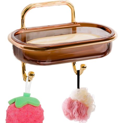 Porte-Savon pour Mur de Douche,Porte-Savon pour Mur de Douche Porte-éponge à Savon en Barre adhésive Accessoires de Salle de Bain, Support d'éponge à Drainage Facile pour, et Cuisine (1/5)