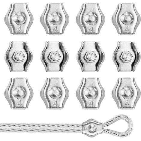 304 Stainless Steel Cable Ties 4mm Wire Rope Clamp Fixed for 304 Stainless Steel Wire Rope (M4) (1/5)