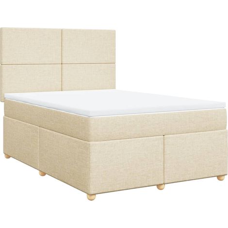 Maison Exclusive - Giroletto a Molle con Materasso Crema 140x19 cm in Tessuto