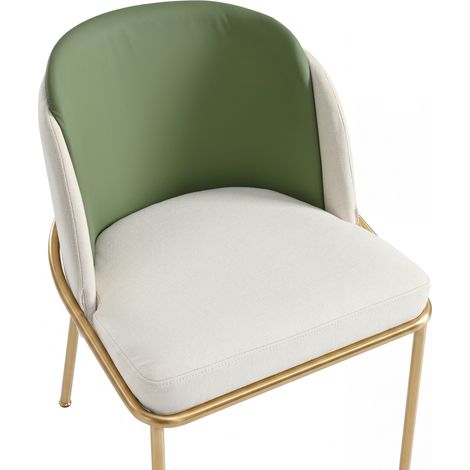 2er-Set moderne Esszimmerstühle aus PVC mit Eisenbeinen und verstellbaren Füßen grün/gold (1/5)