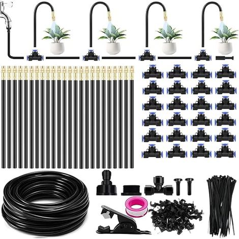 Drip Irrigation System, Outdoor Terrace Mister, Irrigation Kit Outdoor Misting System with Adjustable Misting Nozzles, Terrace and Potted Plants (1/5)