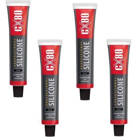 Sigillante siliconico nero ad alta temperatura CX80 - Massa sigillante 80 ml x4