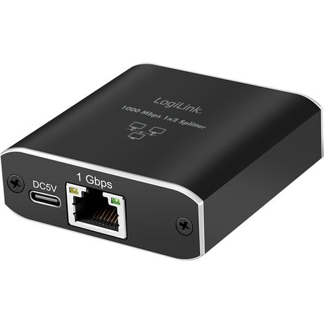 Splitter Gigabit Ethernet 1x2, alimentazione USB, LogiLink, RJ45 Cat5/5e/6/7/8 (1/5)