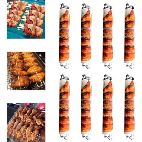 Support à ailes de poulet, fourchette de barbecue, support à ailes de poulet, outils de barbecue de camping en plein air (lot de 8) (1/3)