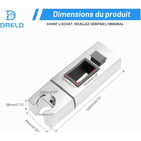 Adjustable Shower Head Slide Holder, ABS Shower Holder for Bathroom, Rectangular Shower Rod 31x18mm (1/4)