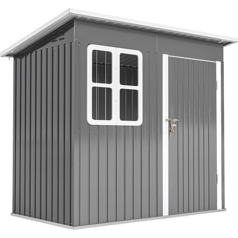 Caseta de jardín Irovami Porta Attrezzi de acero galvanizado laminado, 2,55 m², con puerta con cerradura y techo inclinado