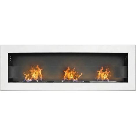 Traiano - Einbau-Bioethanol-Kamin 120 H40 cm, Bio-Kamin weiß