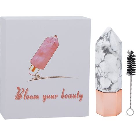 Rouleau de massage facial en forme de prisme hexagonal, bouteille d'huile essentielle pour grattage et soin de la peau du visage, outil blanc (1/5)