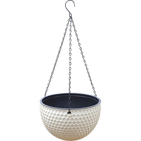 Panier Suspendu - Pot Rond en Plastique avec Drainage et Chaîne de Suspension - Pour Plantes Intérieures et Extérieures - 1 Unité (1/5)