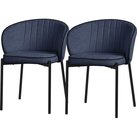 ML-Design Esszimmerstühle 2er Set Dunkelblau, Küchenstühle mit Stoffbezug & Stahlbeinen, Wohnzimmerstuhl mit Rückenlehne, Polsterstühle für Esszimmer & Küche, Gepolsterte Stühle Ergonomischer Sessel