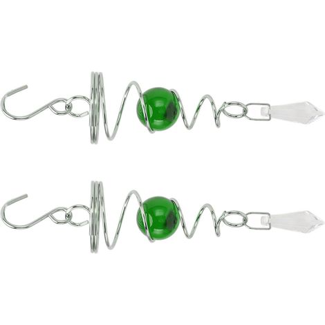 Lot de 2 carillons éoliens en spirale verte avec stabilisateur et boule de jardin, en acier inoxydable. (1/5)