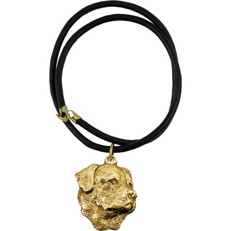 Rottweiler II: collar para perros en caja de regalo, colgante chapado en oro para amantes de los perros, impresionante joyería de Art-Dog. (1/5)