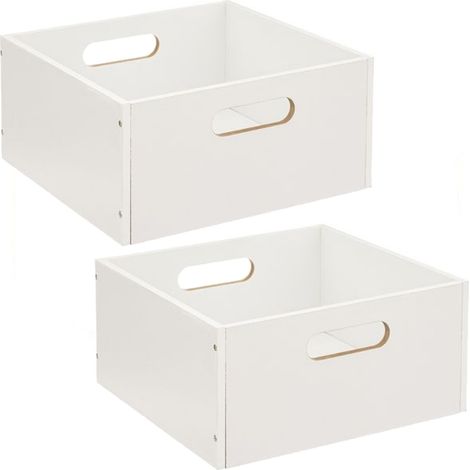 Lot de 2 boîtes de rangement carrées petite hauteur MIX'N MODUL (1/3)