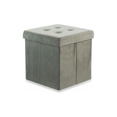 POUF CONTENITORE IN VELLUTO 38 X 37,5 X 37,5 CM GRIGIO (1/2)