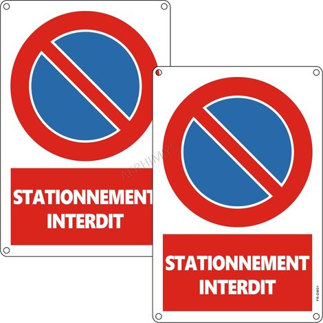 Panneau Stationnement Interdit Aluminium Réfléchissant 20×30 cm, Pancarte Interdiction de Stationner Metal, Résistant aux UV, Imperméable, Avec Trous Percés (1/5)