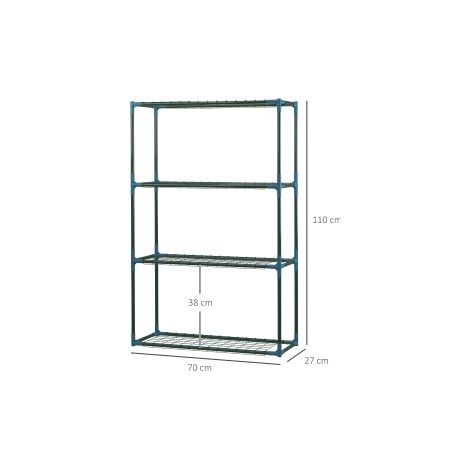 Set de 2 étagères à plantes vertes en acier à 4 niveaux avec supports pour pots et structure stable pour balcon et jardin (1/5)