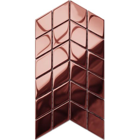 Ilcom mosaico in vetro su rete per bagno e cucina 17.2cm x 29.8cm - Mini copper chevron (1/4)